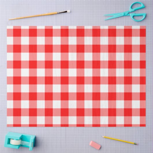 Custom Bright Red Gingham Seidenpapier (Basteln)