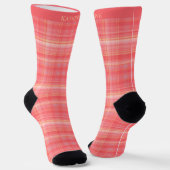 Custom Bright Red Orange Yellow Checkered Pattern Socken (Gewinkelt)