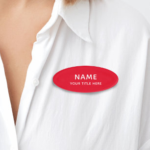 Custom Bright Red Simple Basic Modern Title Namenschild