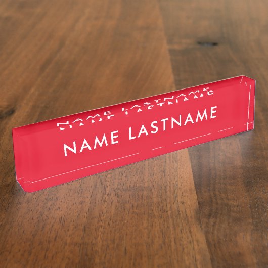 Custom Bright Red Simple Modern Basic Minimalistis Namensplakette (Seite)