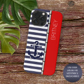 Custom Bright Red White Navy Dark Blue Strips iPhone Hülle