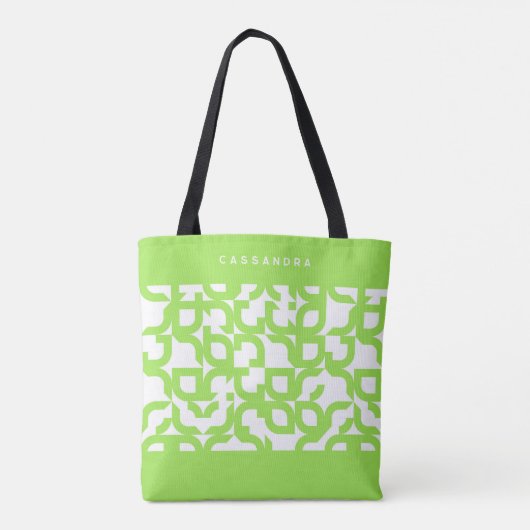 Custom Bright Summer Lime Green Retro Art Muster Tasche (Rückseite)