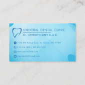 Custom Bright Türkise Blue Aquamarin Dentist Docto Visitenkarte (Rückseite)