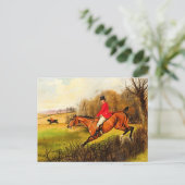 Custom British Country Fox Hunt Scene Horseman Postkarte (Stehend Vorderseite)