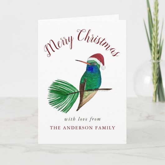 Custom Broad-billed Hummingbird Christmas Feiertagskarte (Vorderseite)