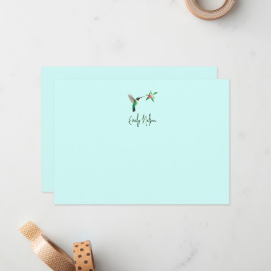 Custom Broad-tails Hummingbird Note Card Mitteilungskarte (Vorderseite/Rückseite Beispiel)