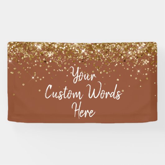 Custom Brown and Gold Birthday Party Photo Booth Banner (Horizontal)