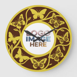 Custom Brown and Gold Butterfly Clock Runde Wanduhr