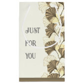 Custom Brown and White Leaf Vielen Dank Kleine Geschenktüte (Rückseite)