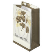 Custom Brown and White Leaf Vielen Dank Kleine Geschenktüte (Vorderseite Schrägansicht)
