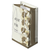 Custom Brown and White Leaf Vielen Dank Kleine Geschenktüte (Rückseite Schrägansicht)