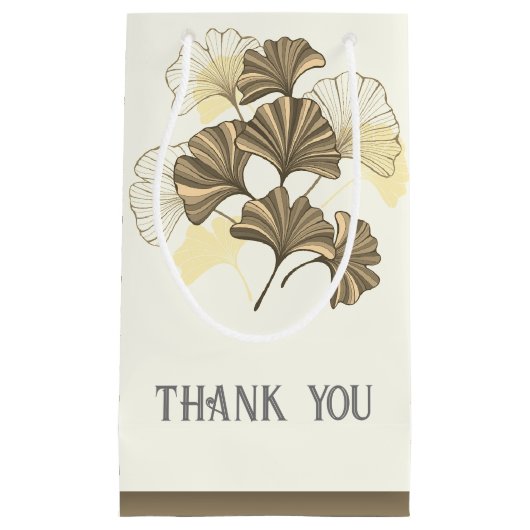 Custom Brown and White Leaf Vielen Dank Kleine Geschenktüte (Vorderseite)