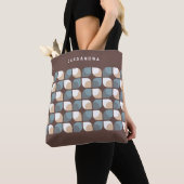 Custom Brown Beige Grau Blue Retro Art Muster Tasche (Von Nahem)