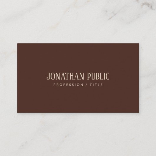 Custom Brown & Beige Template Luxe Premium Thick Visitenkarte (Vorderseite)