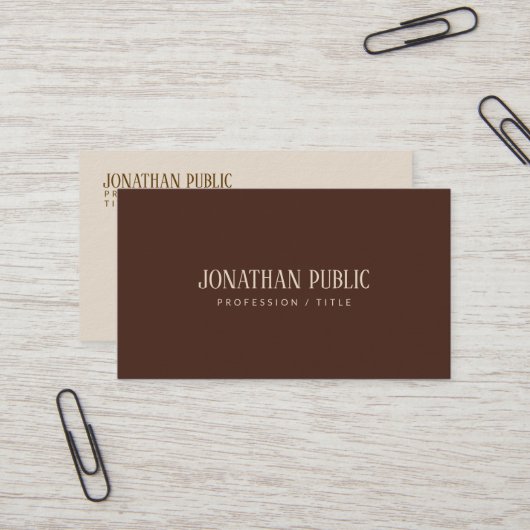 Custom Brown & Beige Template Luxe Premium Thick Visitenkarte (Vorderseite/Rückseite Beispiel)