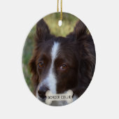 Custom Brown Border Collie Dog Foto Keramik Ornament (Rechts)
