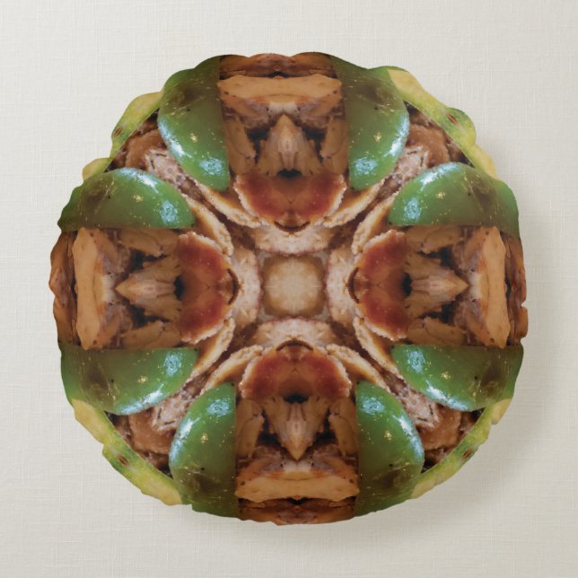 Custom Brown designed Round Pillow Rundes Kissen (Vorderseite)