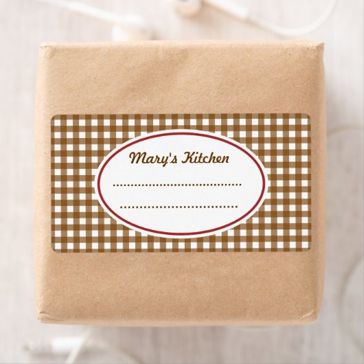 Custom Brown Gingham Kitchen Labels (Insitu)