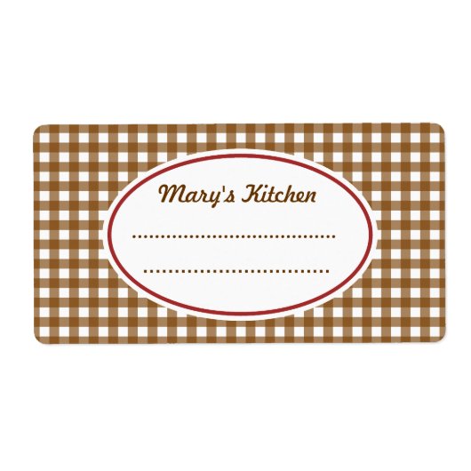 Custom Brown Gingham Kitchen Labels (Vorne)