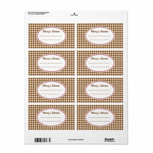 Custom Brown Gingham Kitchen Labels (Vorne)