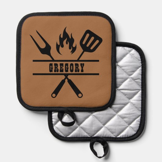 Custom Brown Grilling Apron Topflappen (Vorderseite/Rückseite)