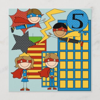 Custom Brown Hair Boy Super Hero Geburtstag Einlad Einladung