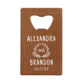 Custom Brown Leather Print Wedding Flasche Opener Geldbeutel Flaschenöffner (Rückseite)