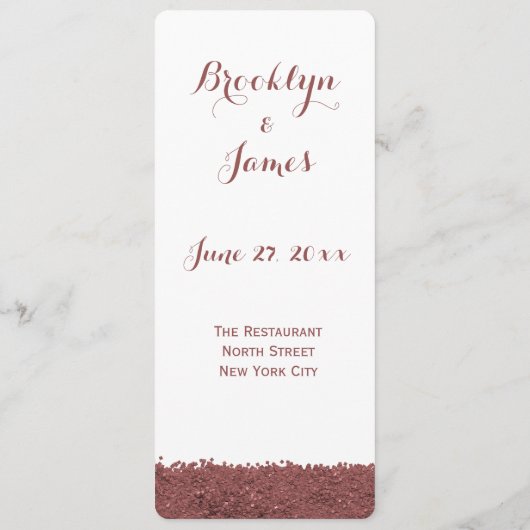 Custom Brown Marsala und White Wedding Menü Menükarte (Rückseite)