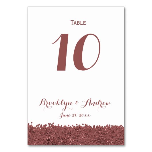 Custom Brown Marsala White Wedding Tischnummern (Vorderseite)