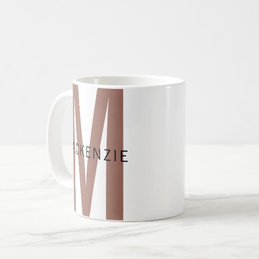 Custom Brown Monogram Mug Gift for Aunts & Women Kaffeetasse (Vorderseite Links)