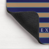 Custom Brown Navy Blue Strips Mit Monogramm Mousepad (Ecke)