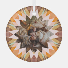 Custom Brown Orange Christmas Star Photo Gift Tree Ornament Aus Glas