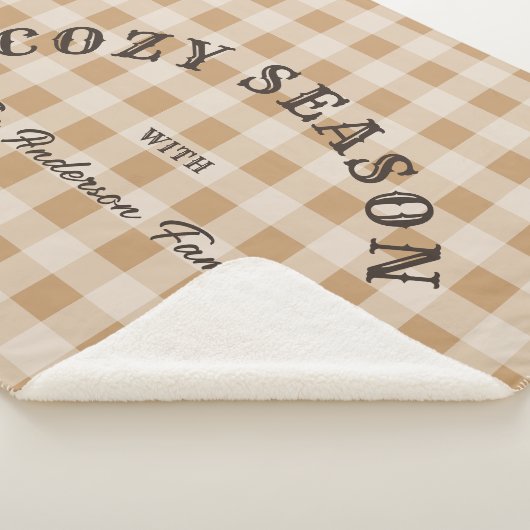 Custom Brown Script Western Rustic Gingham Pattern Sherpadecke (3/4)
