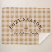 Custom Brown Script Western Rustic Gingham Pattern Sherpadecke (Vorderseite (Horizontal))