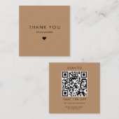 Custom Brown Typografy Business QR Code Vielen Dan Rabattkarte (Vorne/Hinten)