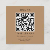 Custom Brown Typografy Business QR Code Vielen Dan Rabattkarte (Rückseite)