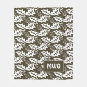Custom Brown White MONOGRAM Holly Blätter Fleecedecke (Vorderseite)