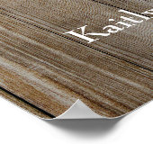 Custom Brown Wood & Lights Wedding Willkommenszeic Poster (Ecke)