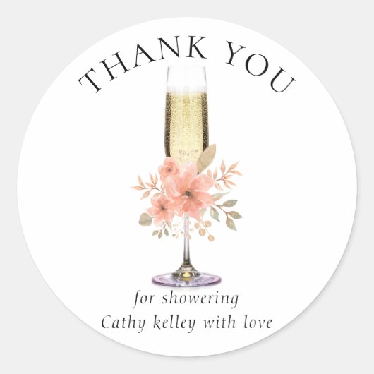 Custom Brunch und Bubbly Brautparty Vielen Dank Runder Aufkleber (Vorderseite)