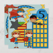 Custom Brünett Girl Super Hero Geburtstag Einladun Einladung (Vorne/Hinten)