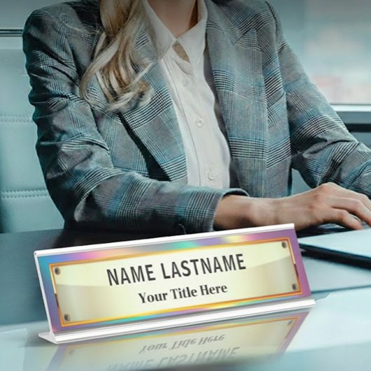 Custom Brushed Gold | Professional Modern Schreibtischnamensplakette