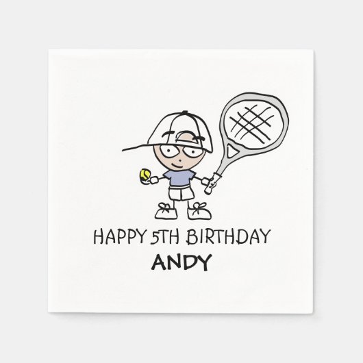 Custom Buben Tennis Geburtstagsparty Servietten fü (Vorderseite)