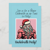 Custom Buff Santa Dezember Junggeselinnen-Abschied Einladung (Vorne/Hinten)