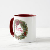 Custom Buffalo Kariert Bauernhaus Weihnachtskranz Tasse (Vorderseite Links)