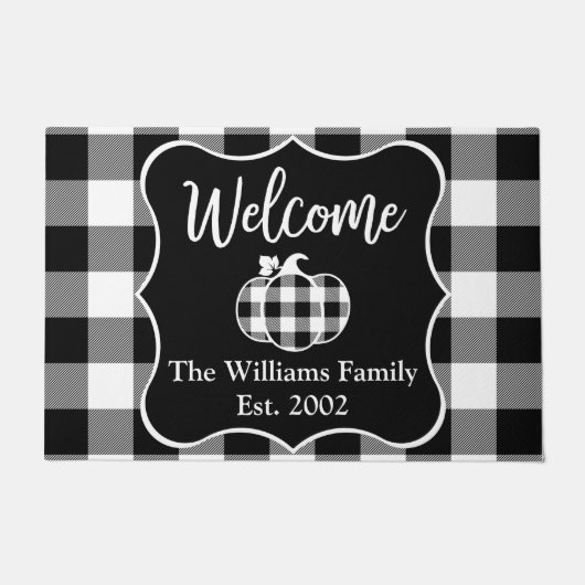 Custom Buffalo Kariert Black & White Herbst Willko Fußmatte (Vorderseite)