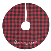 Custom Buffalo Karo Red Black Lumberjack Kariert Leinenimitat Weihnachtsbaumdecke (Vorderseite)