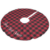 Custom Buffalo Karo Red Black Lumberjack Kariert Leinenimitat Weihnachtsbaumdecke (Schrägansicht)