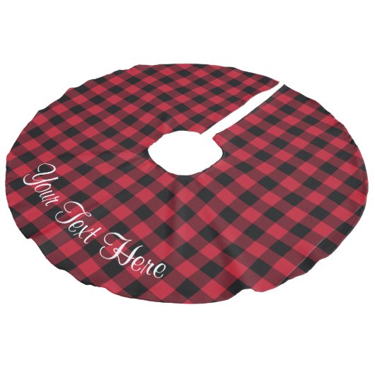 Custom Buffalo Karo Red Black Lumberjack Kariert Leinenimitat Weihnachtsbaumdecke (Schrägansicht)