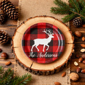 Custom Buffalo Plaid Deer Christmas Party Plates Pappteller