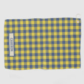 Custom Buffalo Plaid Tartan Pattern Yellow Blue Golfhandtuch (Horizontal)
